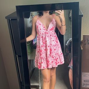 Pink Floral Backless Sundress